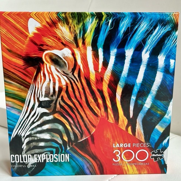 Buffalo Games 300-Piece Color Explosion Colorful Zebra Jigsaw Puzzle - Picture 5 of 5